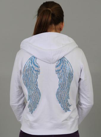 Crystal Angel Full Zip Hoodie in White / Blue